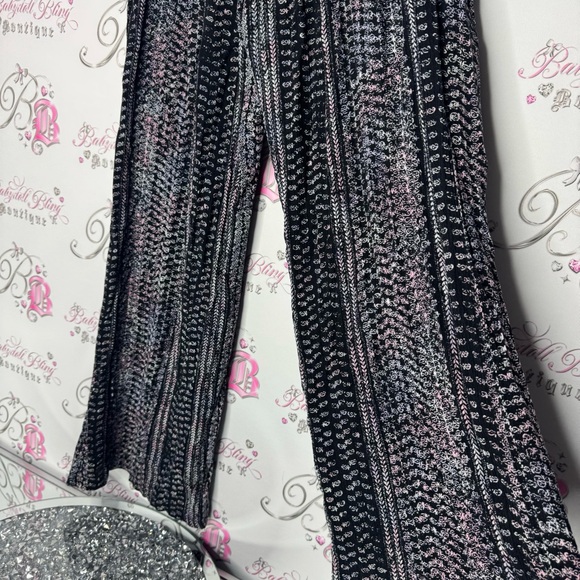 c wonder pants flare hippie black paisley print pink purple white flowy baggy - Picture 8 of 10